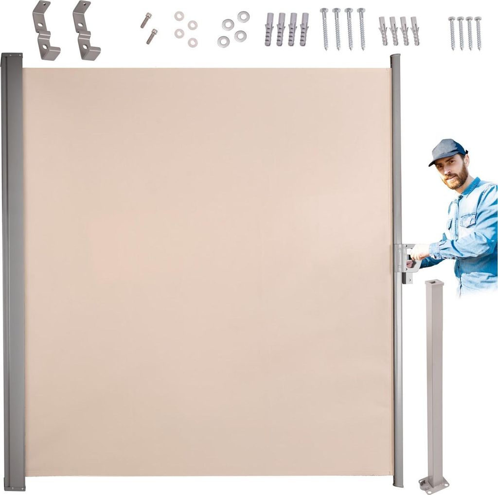 Seitliche Terrassenmarkise ausziehbarer Screen 180 beige