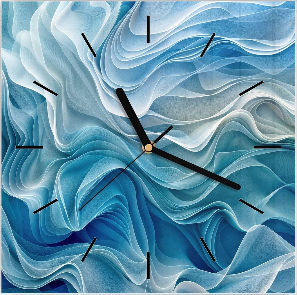 Wanduhr aus Glas mit Motiv Wellenfließend- 30 x 30 cm - Produktbild 