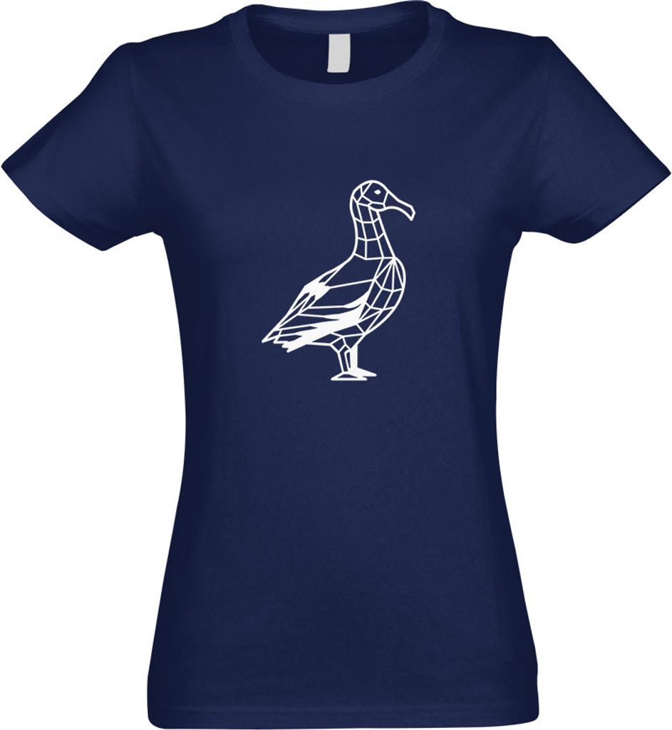 Kiwistar - T-Shirt tailliert - Damen - Navy - Albatros Vogel Polygon - mit Motiv Bedruckt - Funshirt Design - Sport - Freizeit - Damen - XL