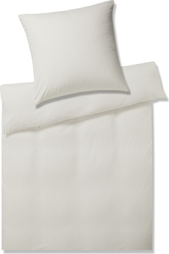 elegante Mako-Jersey-Bettwäsche Solid Stripe Farbe Wollweiß Größe 40x80 155x220cm