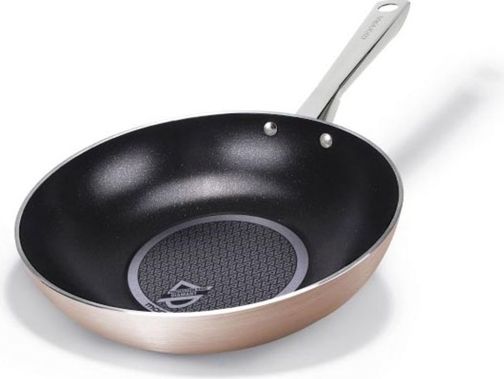 Moneta Rosegold Diamant Wokpfanne, 28 cm max. Durchmesser, Aluminium, Induktionsherd-geeignet, Antihaftbeschichtung