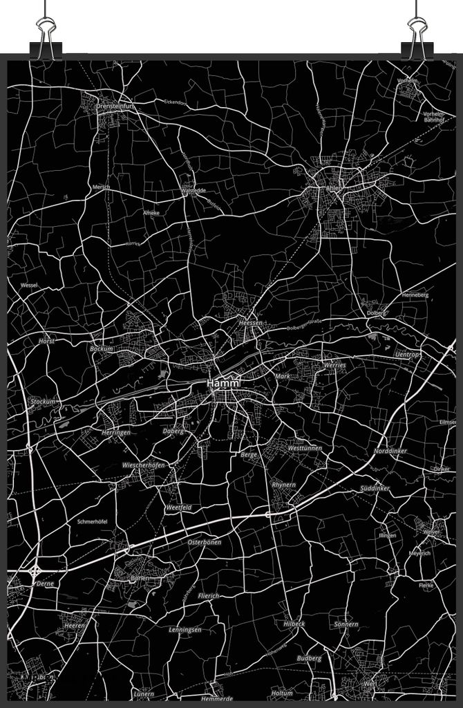 Mr. & Mrs. Panda Bild Hamm DIN A1 - Geschenk, Stadt, Dorf Karte Landkarte Map Stadtplan, Wandschmuck, typografie poster, Wanddekoration, Wandbild, ...