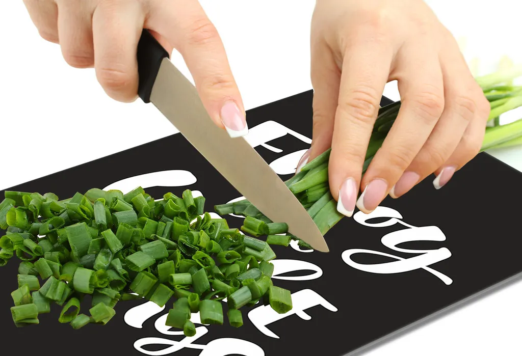 Copertura Piano Cottura 40x52 Ceramica e Vetro - Tagliere Decorativo Nero - 8