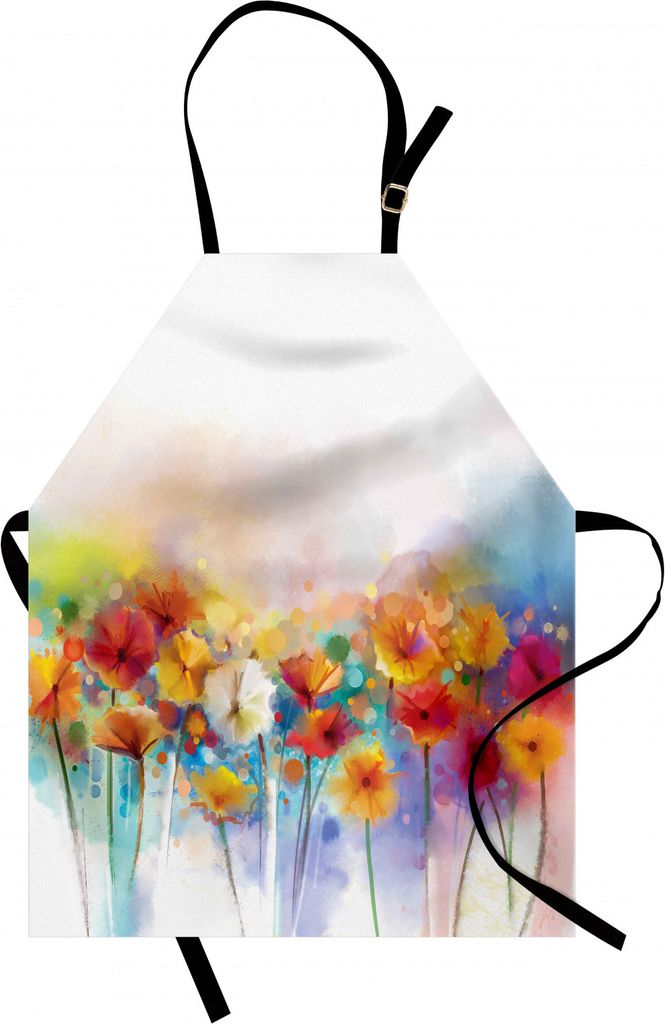 ABAKUHAUS Blume Kochschürze, Gerbera Bouquet texturiert in Einem Artisan Ausdruck Blütenstand Morph, Farbfest Höhenverstellbar Waschbar Klarer D...