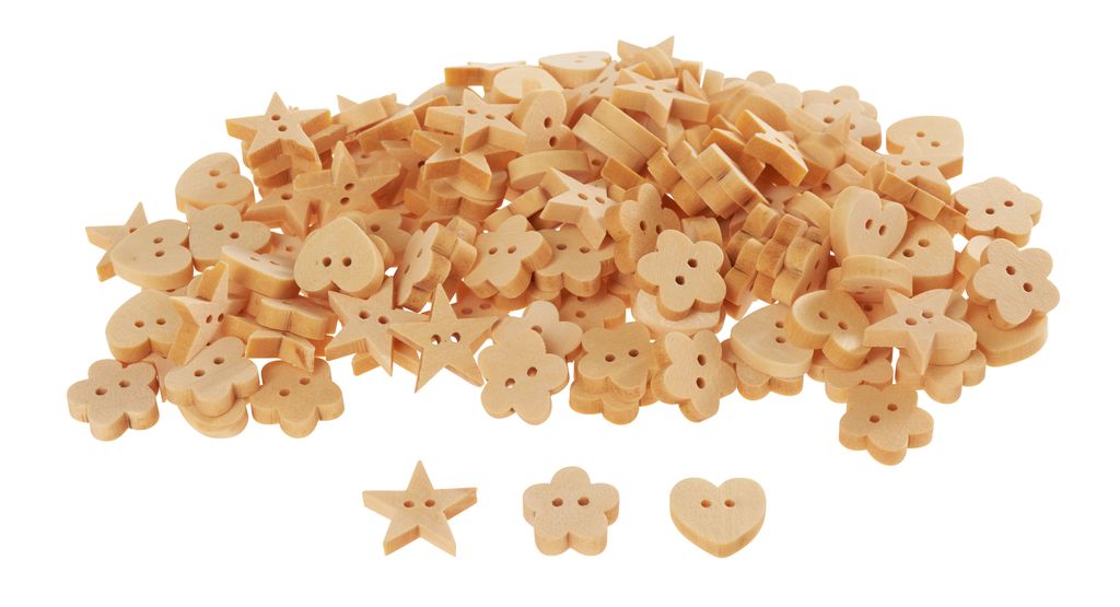 VBS XXL Holzknöpfe "Motivmix", 150 Stück, 3 Motive Produktbild 