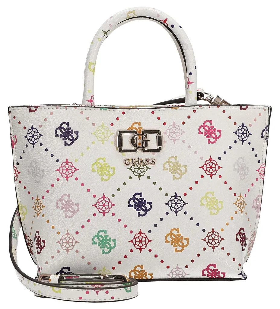 Petit Sac Guess Emelie Blanc et Multicolore - Finition Cuir Synthétique