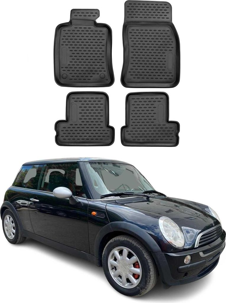 OMAC Gummimatten Fußmatten für Mini Cooper 2001-2013 3türen TPE Schwarz 4x