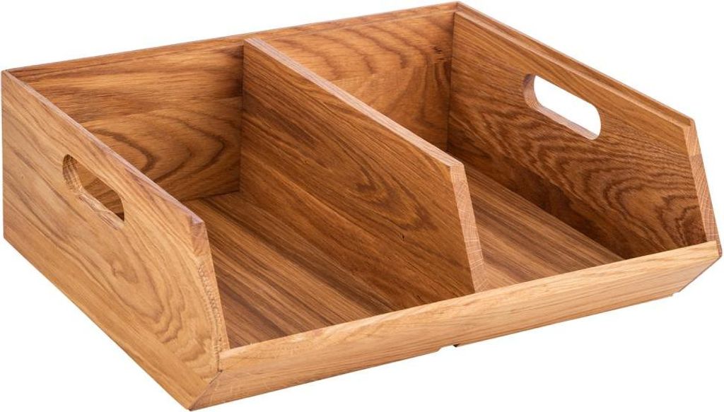 APS 11729 Buffet Box MODULO, Eichenholz geölt, 35 x 31 cm, Höhe 12,5 cm, 2 Fächer je 25 x 16 cm