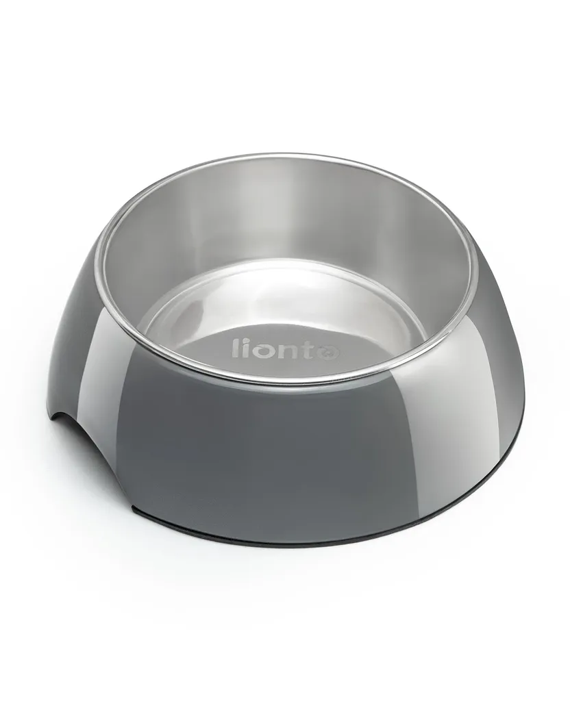 Ciotola Cane lionto Acciaio Inox e Melamina 940ml Grigio Antiscivolo