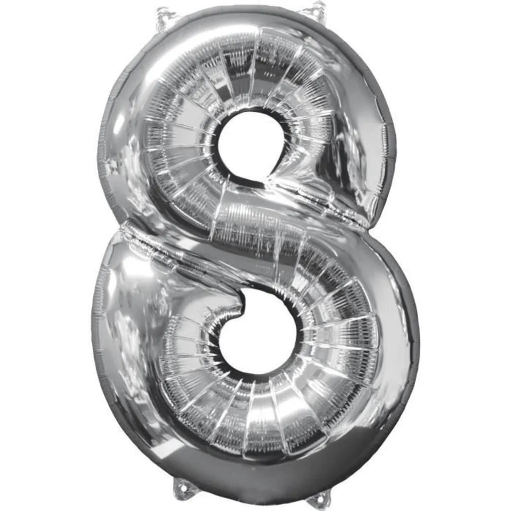 Ballon Chiffre 8 Argent pour Décoration Anniversaire et Événement P31