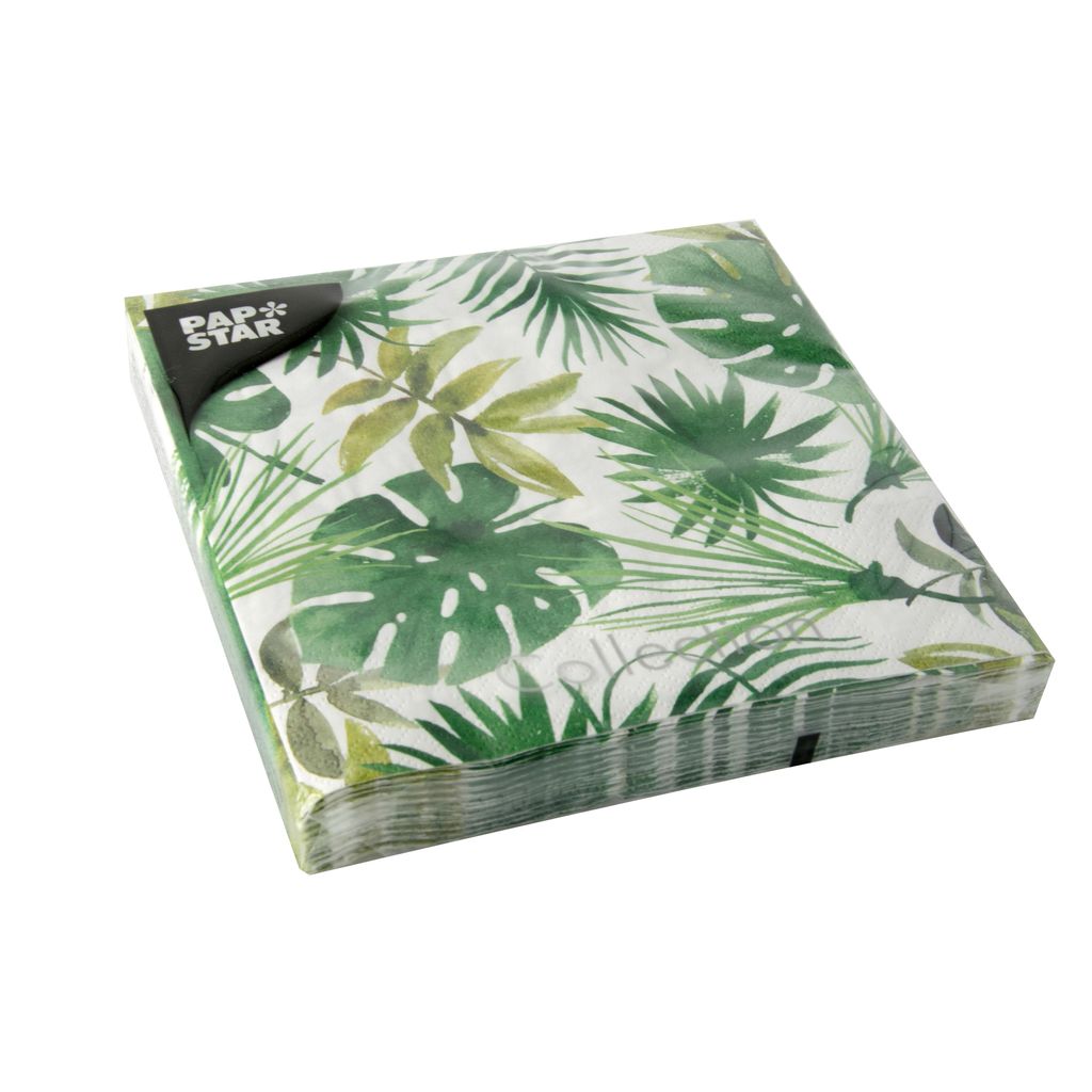 Papstar Servietten 3-lagig 33x33 cm Monstera 20 Stück 1er Pack