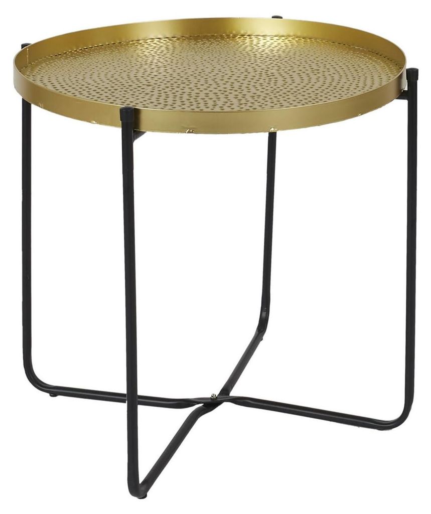 Home Deco Factory Beistelltisch - Gold mit Schwarz - Metall - D45 cm - Pflanzenaufsteller