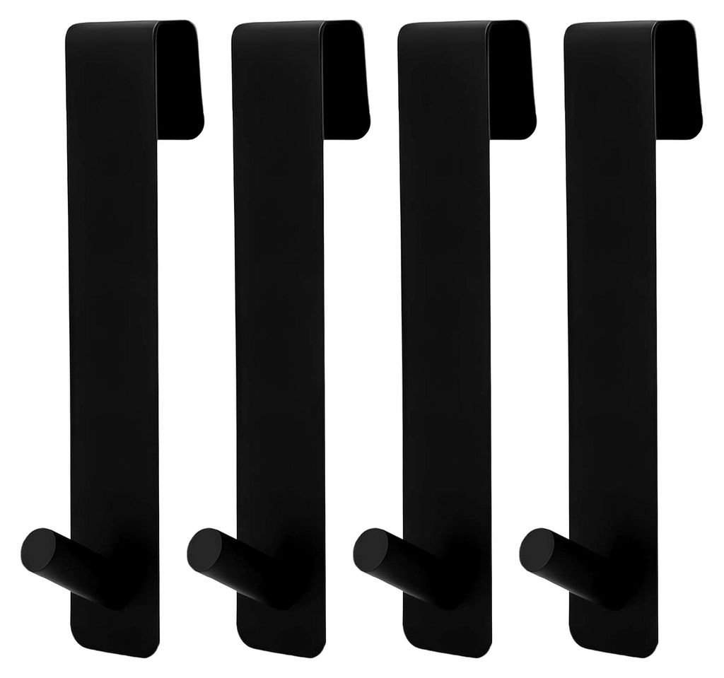 4 Duschhaken für Glaswand ohne Bohren, Schwarz Handtuchhalter aus Edelstahl für Glasduschwand, Handtuchhalter Dusche Glaswand Haken, Zubehör fü...
