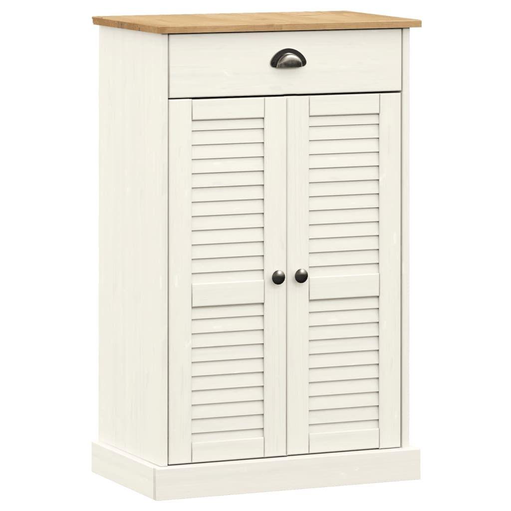 vidaXL Schuhschrank VIGO Weiß 60x35x96 cm Massivholz Kiefer Produktbild 