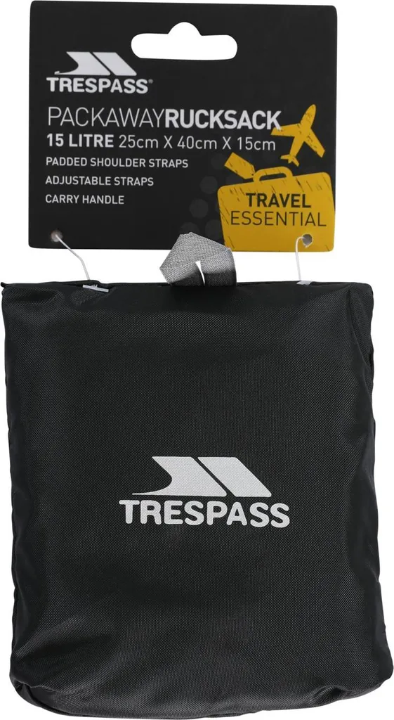 Sac à dos pliable Trespass Reverse noir : gagnez de la place en voyage