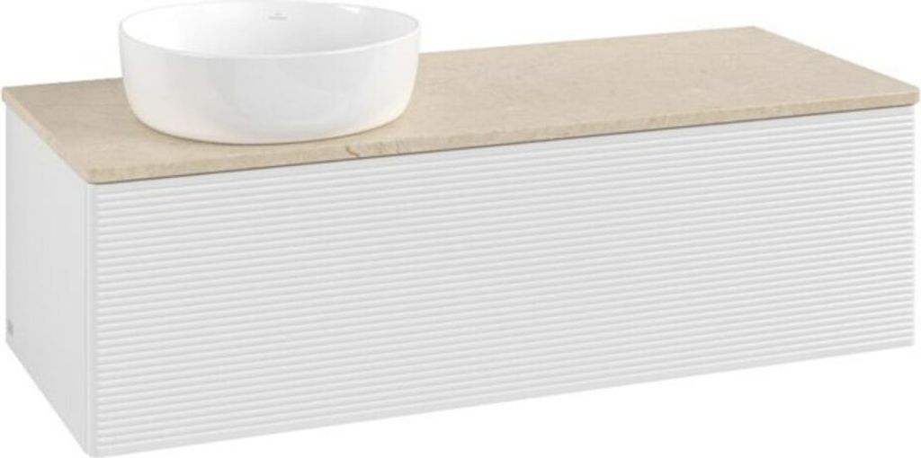 V&B Waschtischunterschrank mit Frontstruktur Antao 120x36x50cm, WBP botti., glo wh. Lac