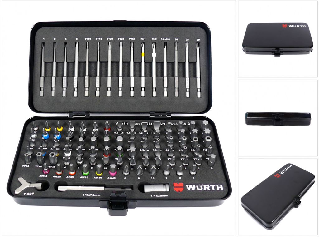 Würth 0614250300 universeller Werkzeugsatz - 105 tlg. Bit-Set im robusten Metallkoffer 0...