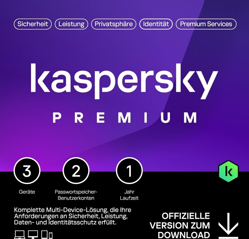 KASPERSKY ESD Premium 3 Device 1 Year (KL1047GDCFS) Immagine del prodotto 
