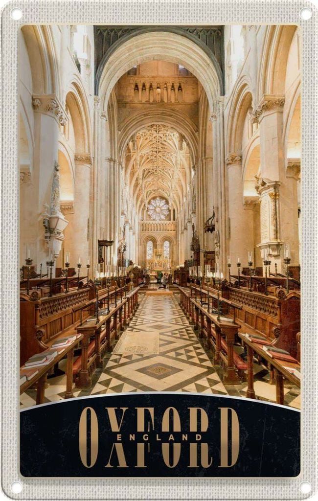vianmo Blechschild 30x20 cm Oxford England Europa Kirche innen Bildmotiv Reisemotiv Abenteuer Reisen Urlaub