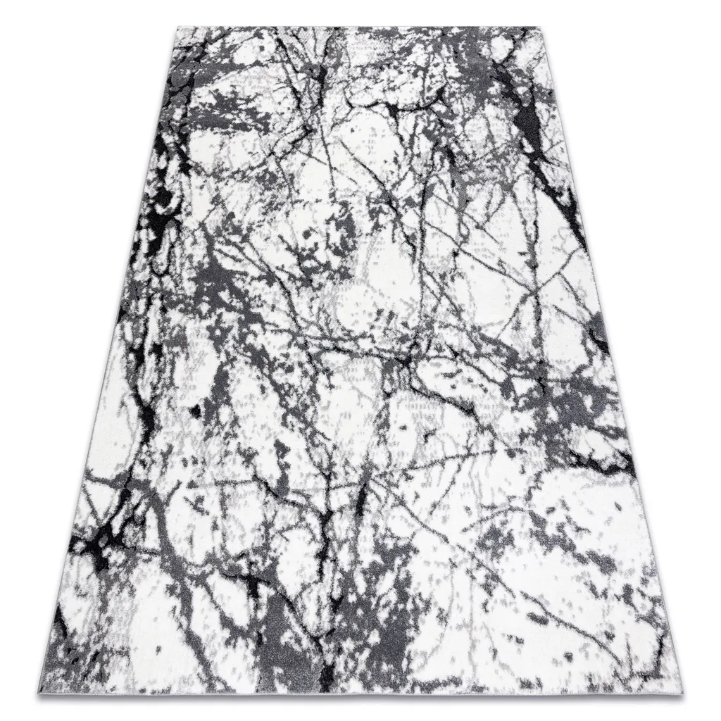 Tapis gris anti-tache effet marbre COZY 160x220 pour salon élégant
