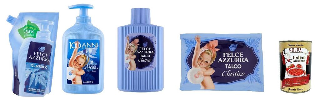 Felce Azzurra Flüssigseife 300ml + Ecoricarica 500ml - Talco Classico Körperpuder Talkpuder Talkum 200g dose + Beutel 100g Italian Gourmet polpa ...
