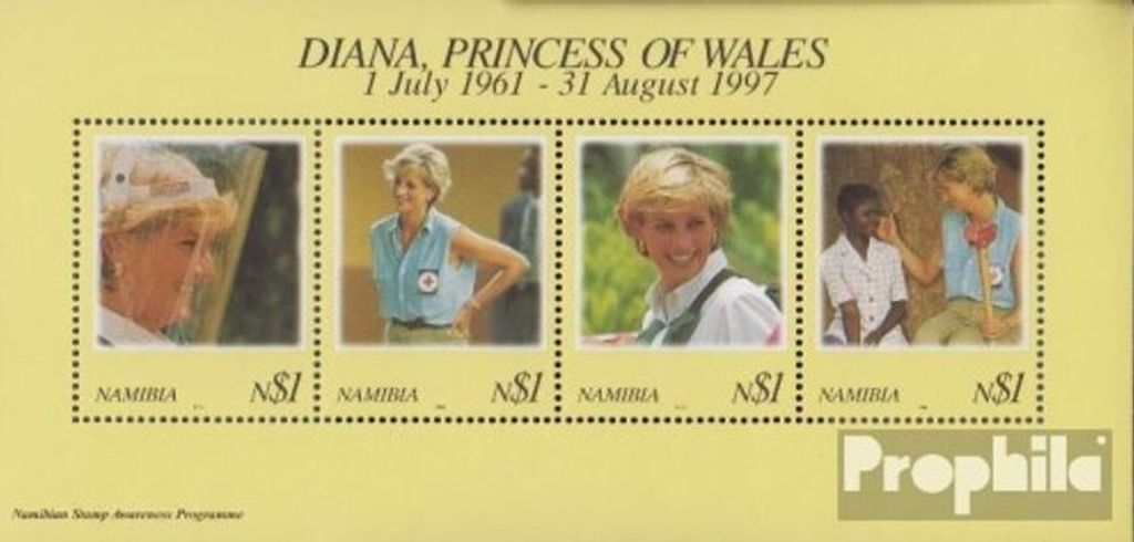 Briefmarken Namibia - Südwestafrika 1998 Mi Block38 (kompl.Ausg.) postfrisch Tod vonPrinzessin Diana