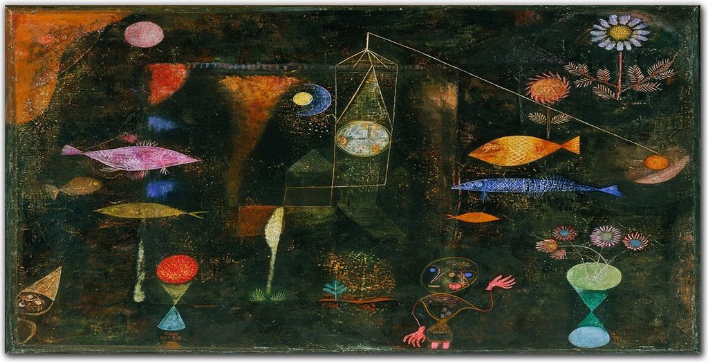 Coloray Bild aus Acryl 120 cm x 60 cm - Acrylblock mit Bild Gehärtetes Acryl Wohnzimmer Küche Dekoration Wanddekoration - Fisch Magic Von Paul Klee
