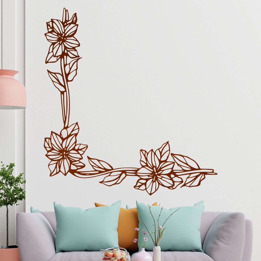 Blumen - Ranken Wandtattoo in 6 Größen - Wandaufkleber Wall Sticker - Dekoration, Küche, Wohnzimmer, Schlafzimmer, Badezimmer