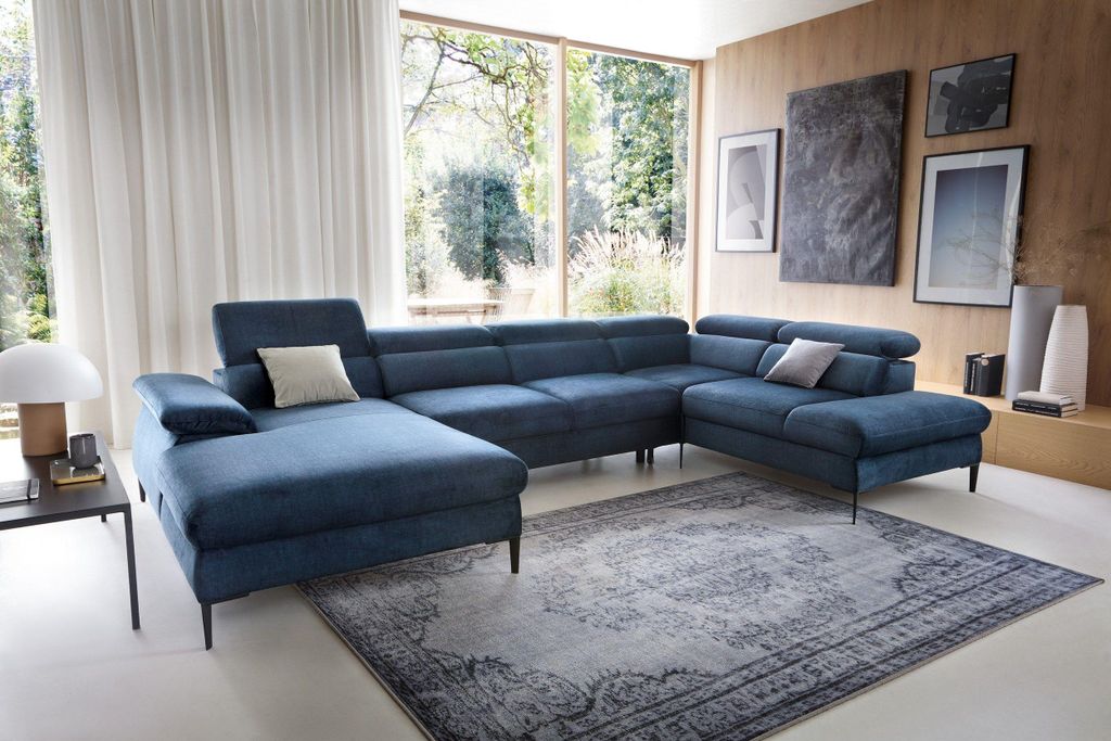 Masseno Ecksofa MESTO mit Schlaffunktion U-Form, Sofa mit Bettkasten, Wohnzimmersofa, Couch, Soffa, Bettsofa, Couchgarnitur- Blau, VOGUE 13