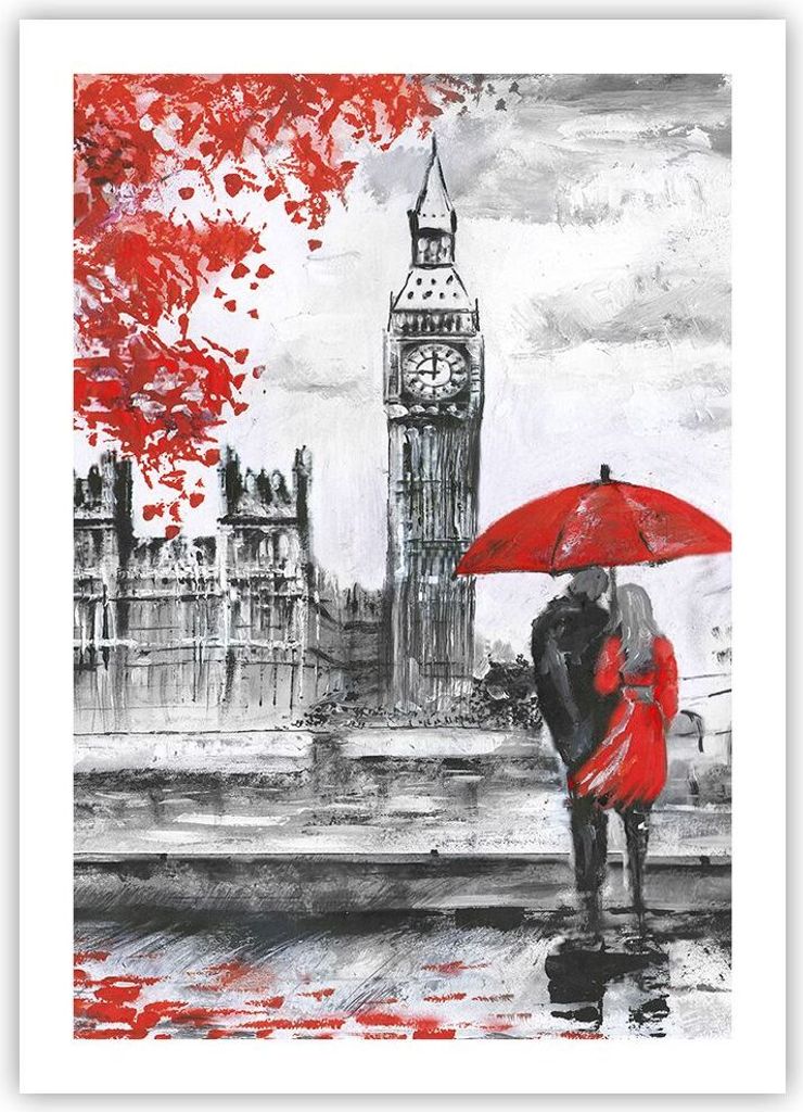 Poster - Poster ohne Rahmen - London Architektur big ben - 50x70 cm - Wand Bild - Wanddeko - Wandbilder - Kunstposter - Wandposter - Bilder - Kunst...