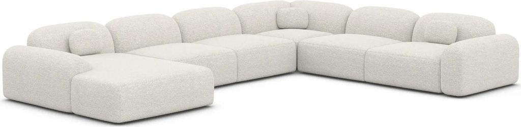 Bouclé U-Form XXL Wohnlandschaft Nuvia Weiß Links