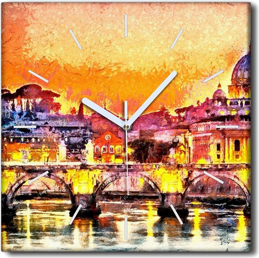 Coloray Uhr auf Leinwand 30x30 cm Wand Uhr Dekoration Wohnzimmer Segeltuch weiße Zeiger -Rom-Basilika von St. Peter