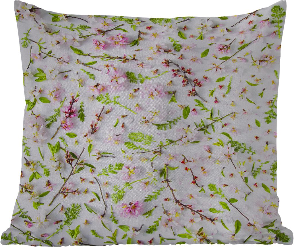 MuchoWow Outdoor Kissen - Ein weißes und rosa Blumenmuster - 50x50 cm - Wetterfest - Lounge Kissen - Komfortabel - Kissen mit Bild