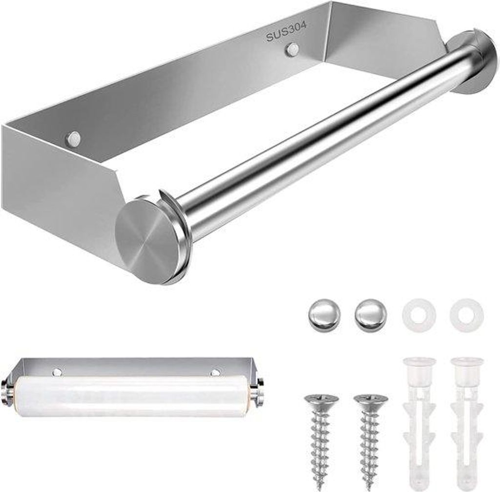 Küchenrolle ohne Bohrungen, Wandmontage, Edelstahl, Silber, 28 cm