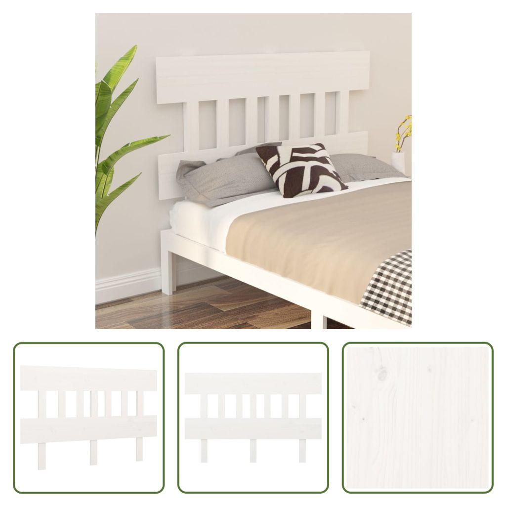 The Living Store Kopfteil Weiß 163,5x3x81 cm Massivholz Produktbild 