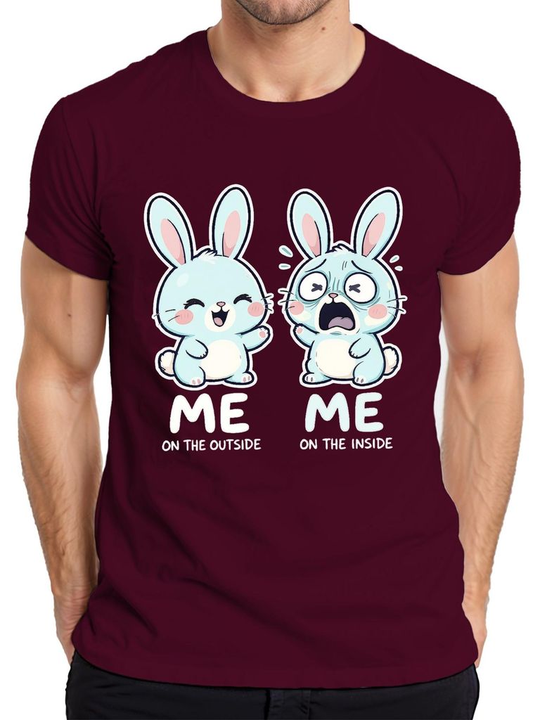 Me on the outside Me on the inside süßer Hase Ostern Geschenk Herren T-Shirt, Burgundy, L