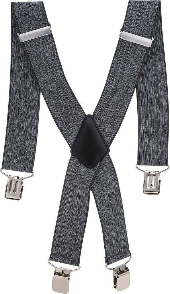 Graue X-Form Hosenträger mit 4 rostfreien Clips, 120 cm Produktbild 