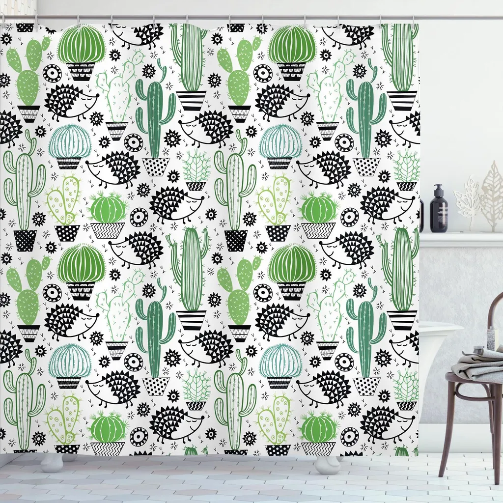 Tenda Doccia ABAKUHAUS 175x220cm: Poliestere Impermeabile Cactus