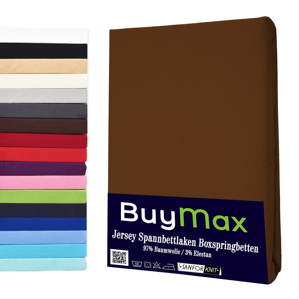 Buymax Spannbettlaken Wasserbettlaken Jersey Wasserbett Boxspringbett 180x200-200x220 cm 160g/m² Farbe: Schokobraun