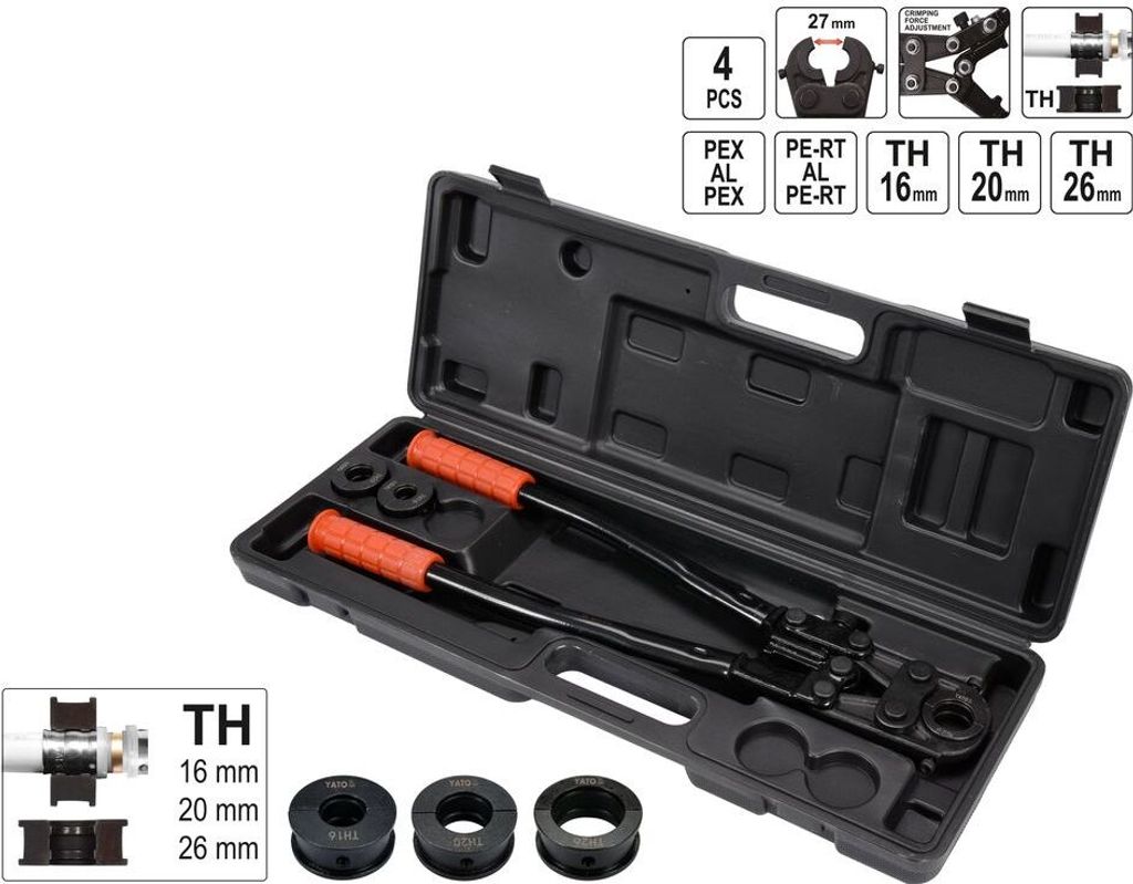 YATO Profesionálny kľúč na rúry PEX-AL-PEX TH16-26 YT-21750 Obrázok produktu 5