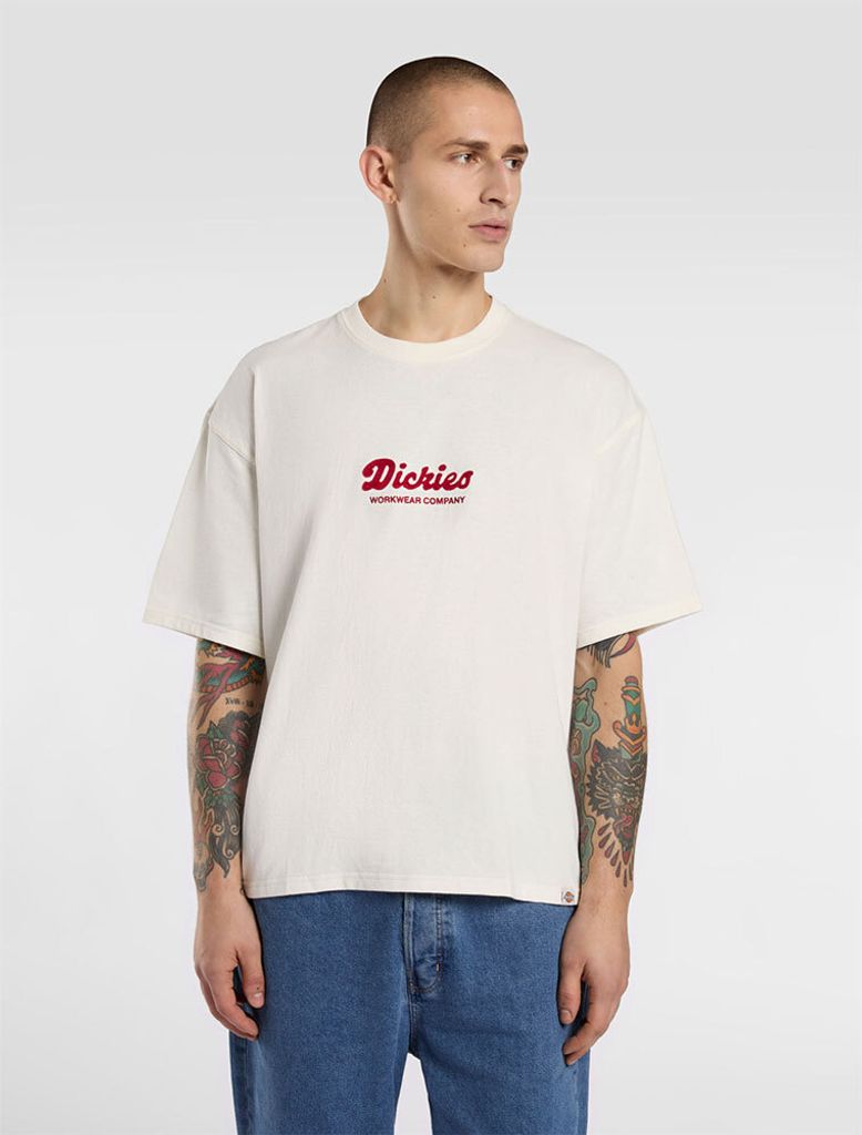Dickies Lewistown Embro Kurzarm-t-shirt Beige XL Mann Beige XL