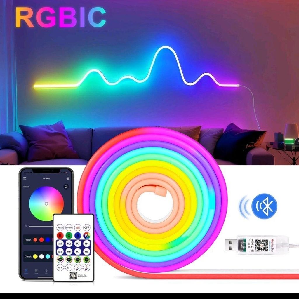 LED-strips, 5 meter, 5V USB, RGB, flexibel. Bediening via Productafbeelding 