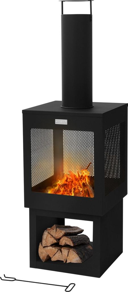 ML-Design kominek ogrodowy z kominem, 128x40 cm kwadratowy Zdjęcie produktu 