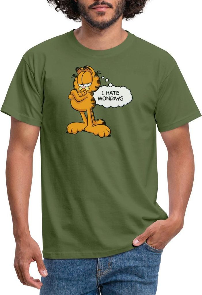 Spreadshirt Garfield Ich Hasse Montage Mondays Montag Männer T-Shirt, L, Militärgrün