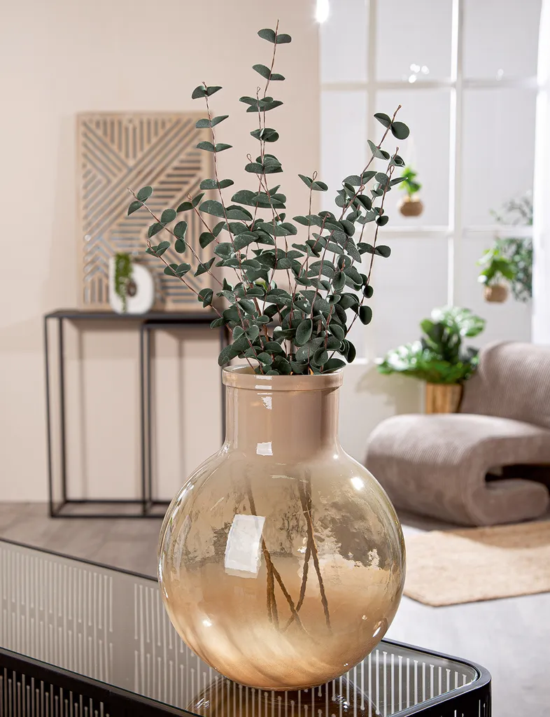 Vase en Verre Stable Novelle Gilde, Solution Déco Chic Marron 31x24cm - 2