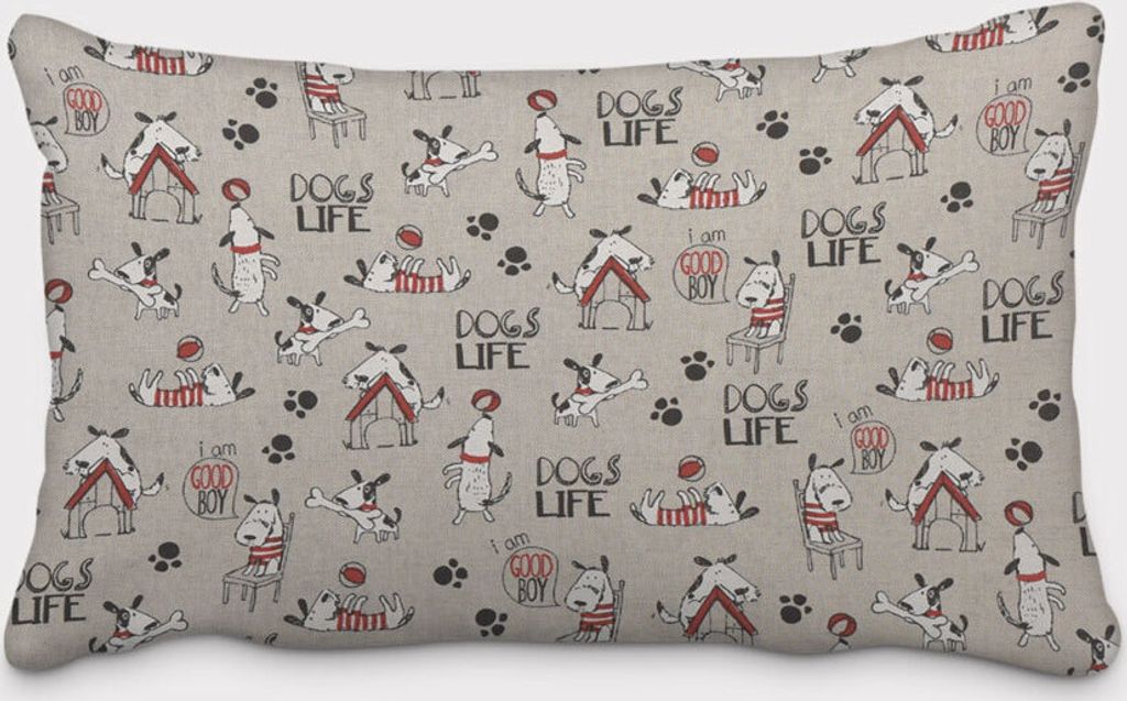 SCHÖNER LEBEN. Kissenhülle Hunde Dackel Dogs Life natur weiß rot Größe 40x60cm (HxB) 40x60cm (HxB) Größe