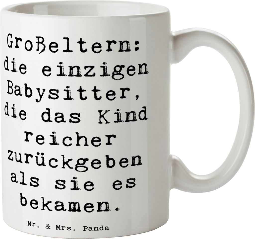 Mr. & Mrs. Panda Tasse Spruch Großeltern Babysitter - Weiß - Geschenk, Familie, Geschenke, Teetasse, Becher, Geschenkideen, schöne, Kaffeetasse,...