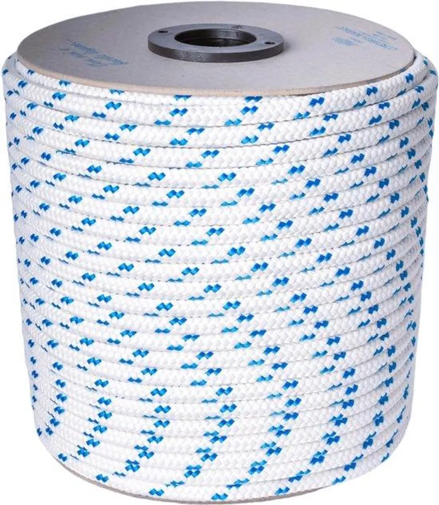 Corde de balisage 8 mm x 100 m blanche et bleue pour jardin et chantier