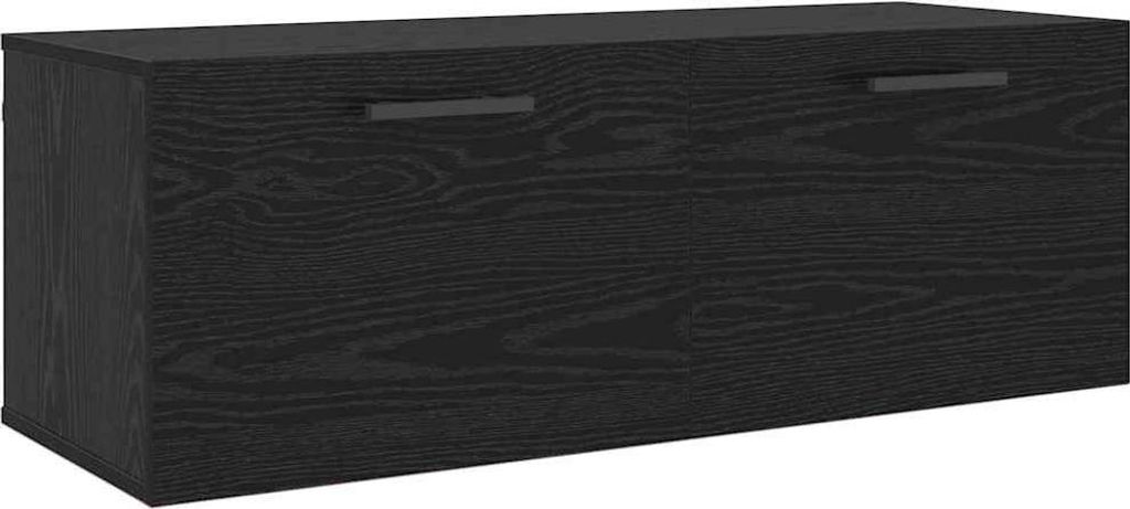 vidaXL Wandschrank Schwarz Eichen-Optik 100 x 36,5 x 35 cm