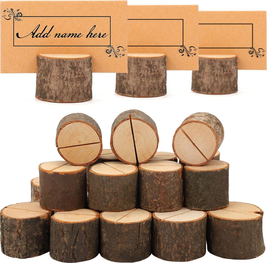 Belle Vous 30er Pack Tischkartenhalter Holz Karten Halter & Platzkarten - Rustikale Kartenständer Holz Tischnummern Holz Kartenhalter für